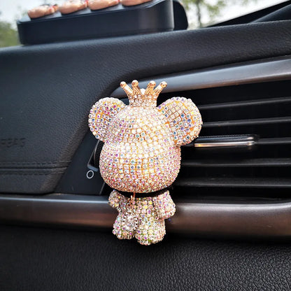 Creative Crown Diamond Cute Bear Car 