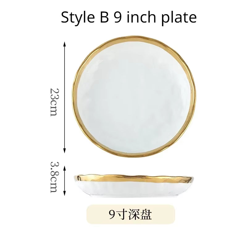 1Pcs White Ceramic Plate 