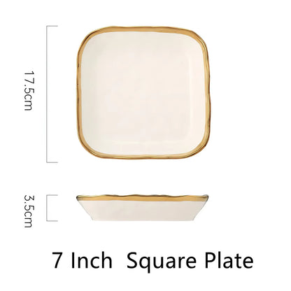 1Pcs White Ceramic Plate 