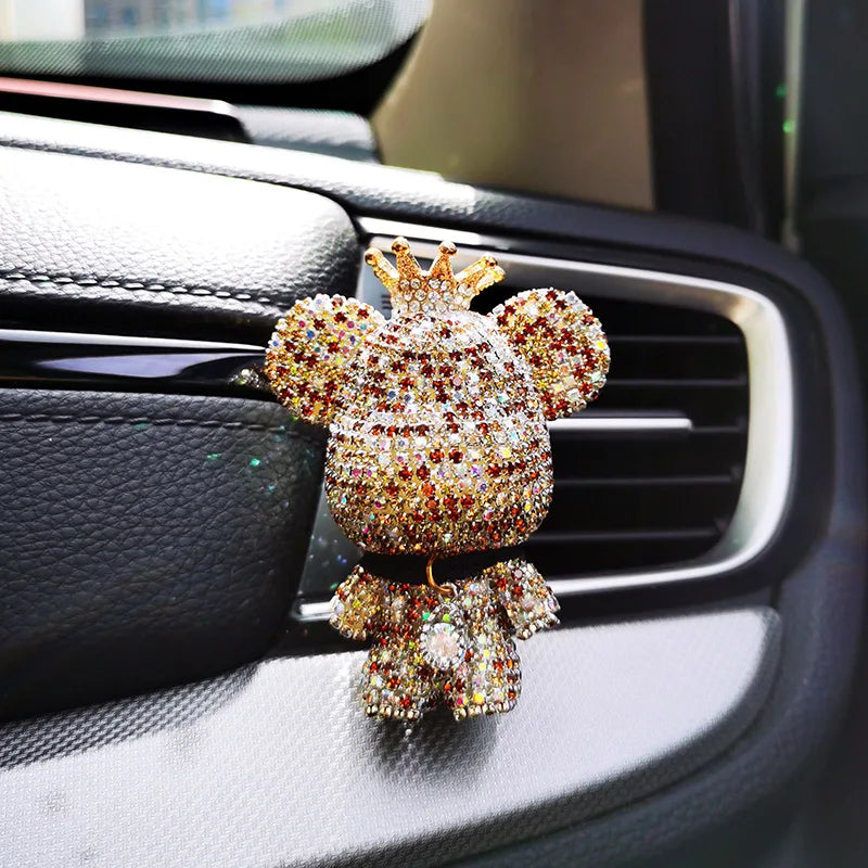 Creative Crown Diamond Cute Bear Car 