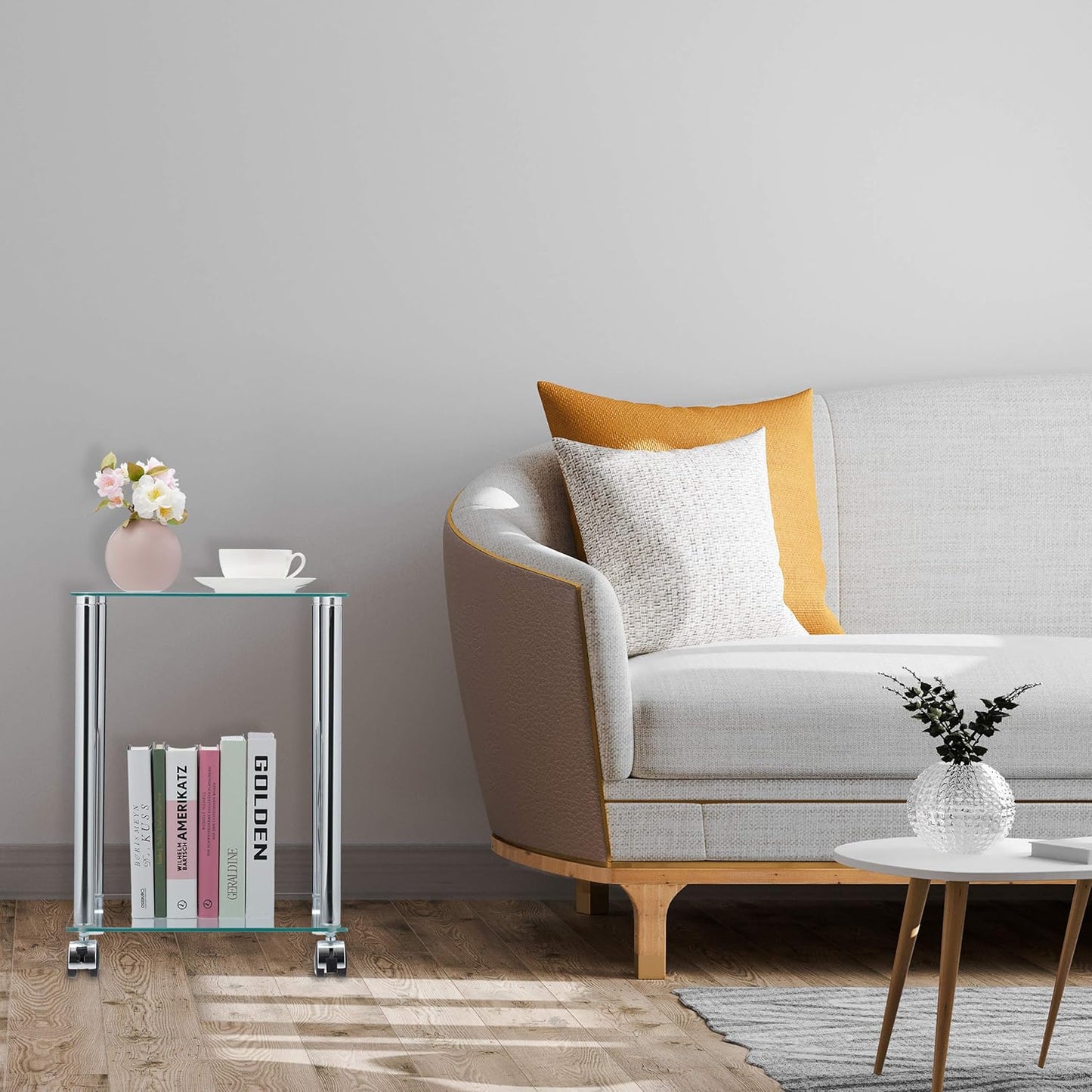 Coffee Table with Wheels, 2 Shelves