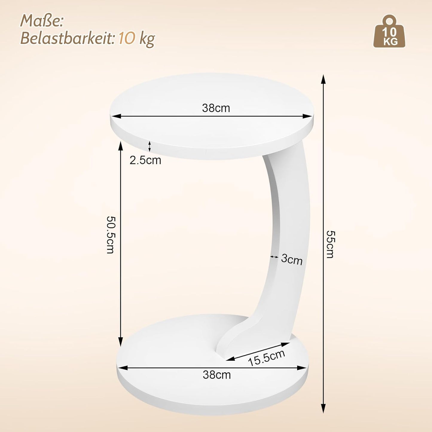 C-Shaped Sofa Side Table