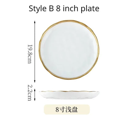 1Pcs White Ceramic Plate 