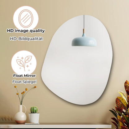 Denia Asymmetrical Wall Mirror with 2.2 cm Wooden Base