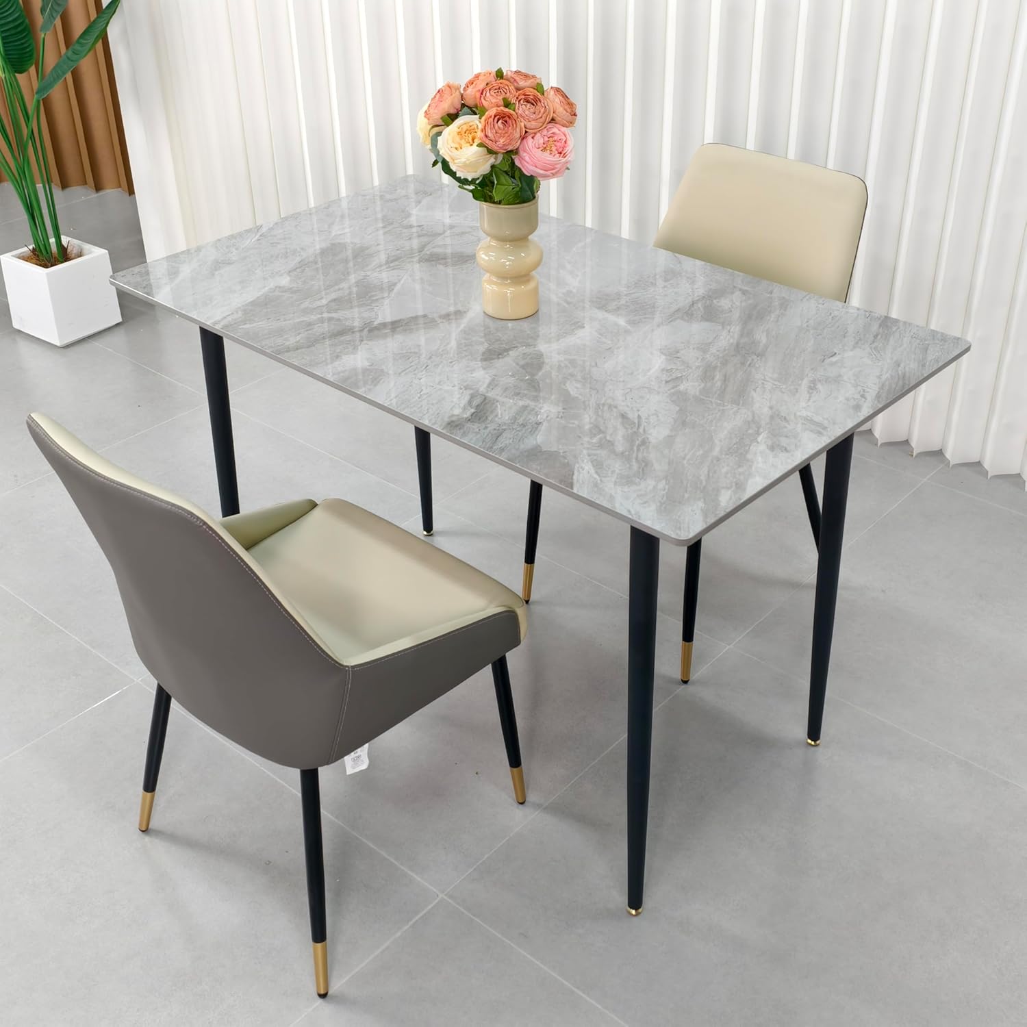 Gray Marble Dining Table 120x70 cm