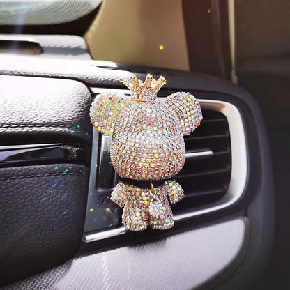 Creative Crown Diamond Cute Bear Car 