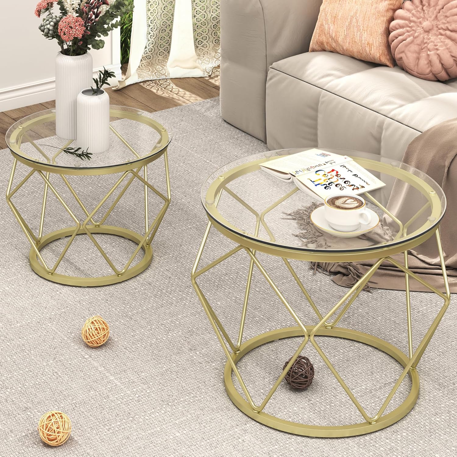 Round Coffee Table, Set of 2 Tables