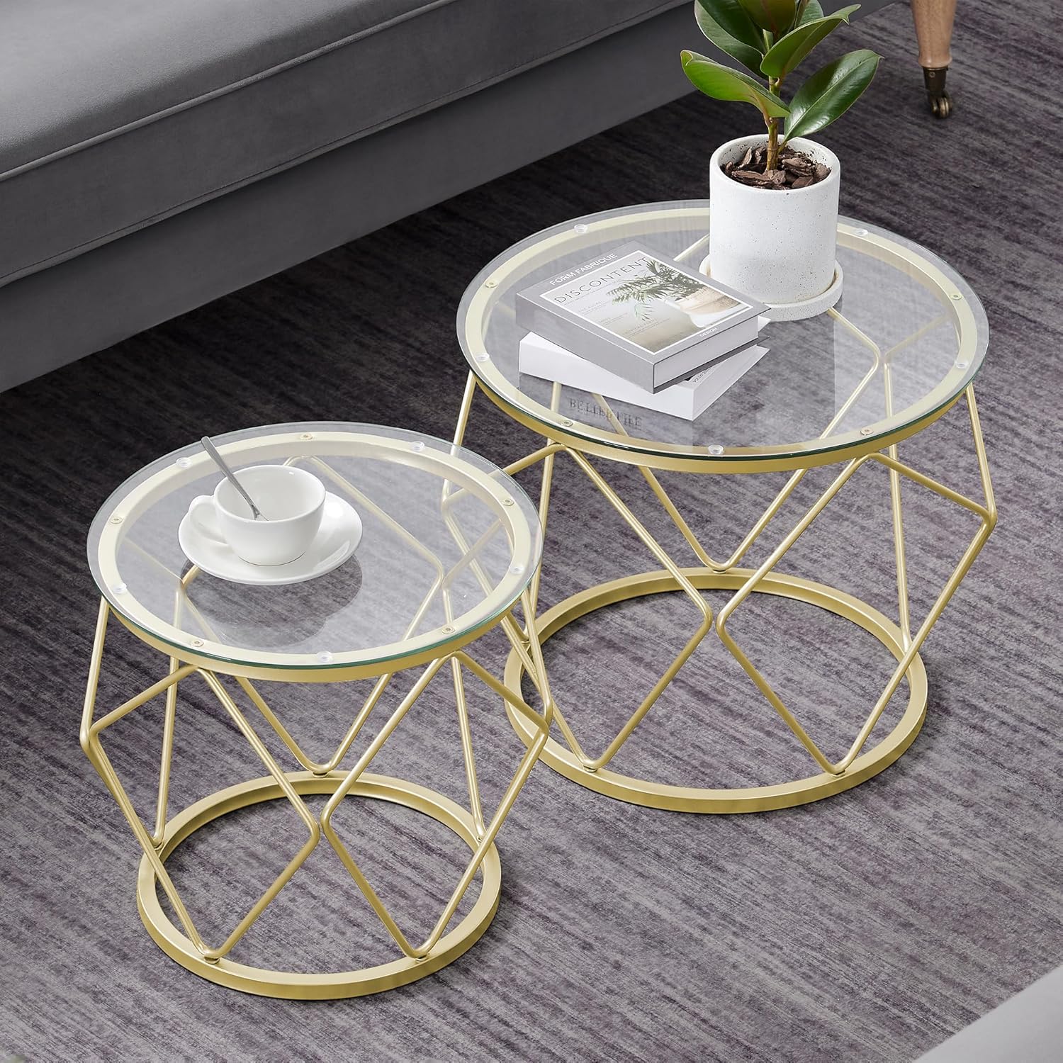 Round Coffee Table, Set of 2 Tables