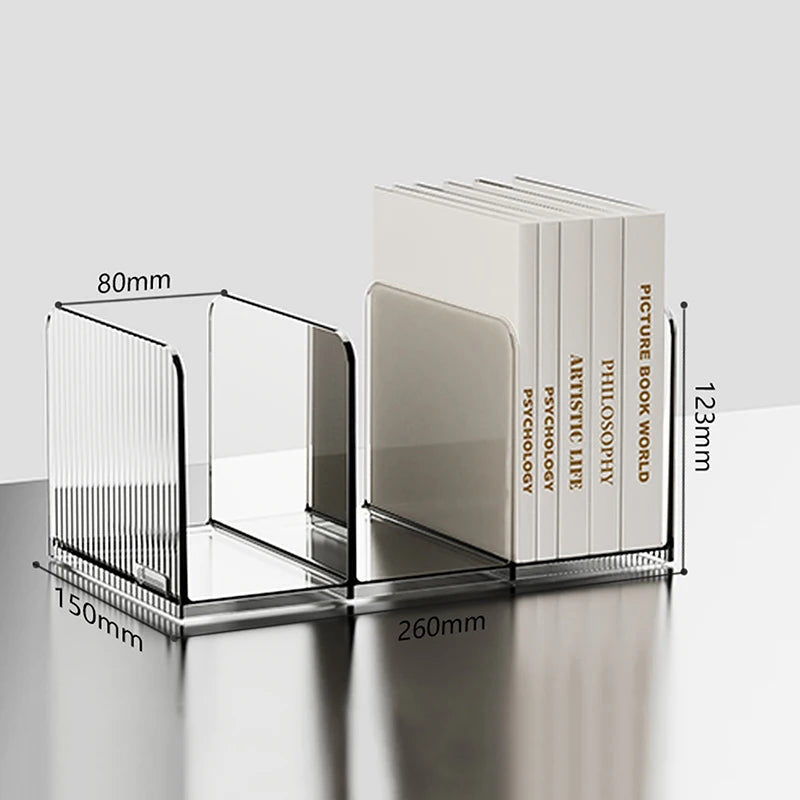 Transparent Bookends Stand Bookshelf Desktop Decorative Storage Rack Bookend Book Holder School Stationery