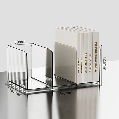 Transparent Bookends Stand Bookshelf Desktop Decorative Storage Rack Bookend Book Holder School Stationery