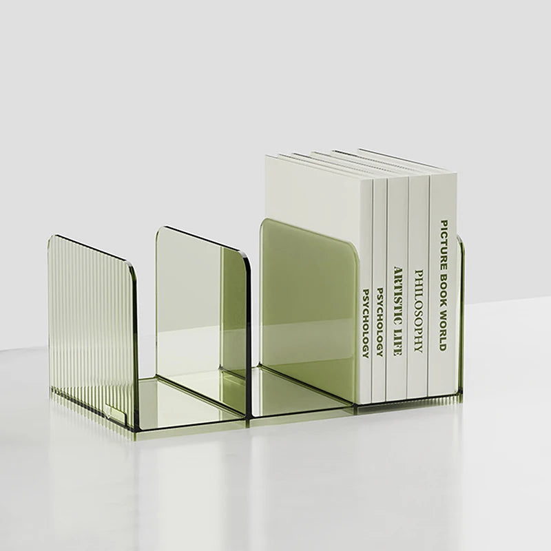 Transparent Bookends Stand Bookshelf Desktop Decorative Storage Rack Bookend Book Holder School Stationery