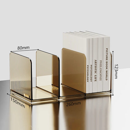 Transparent Bookends Stand Bookshelf Desktop Decorative Storage Rack Bookend Book Holder School Stationery