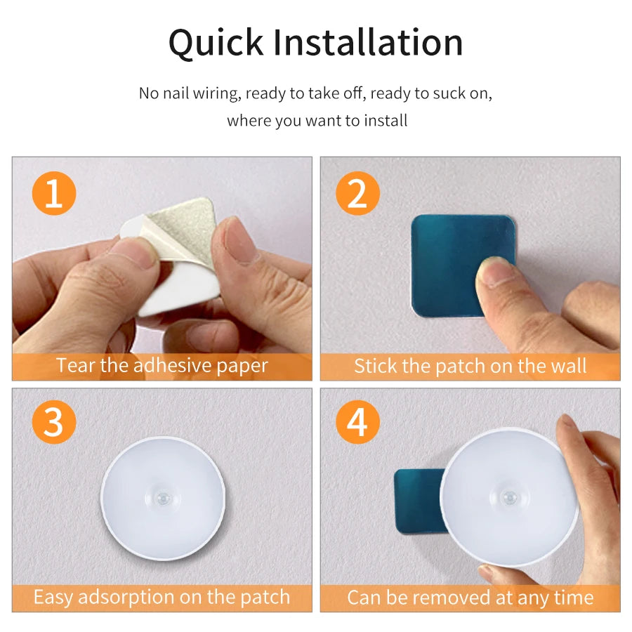 4Pcs USB Rechargeable Motion Sensor LED Night 