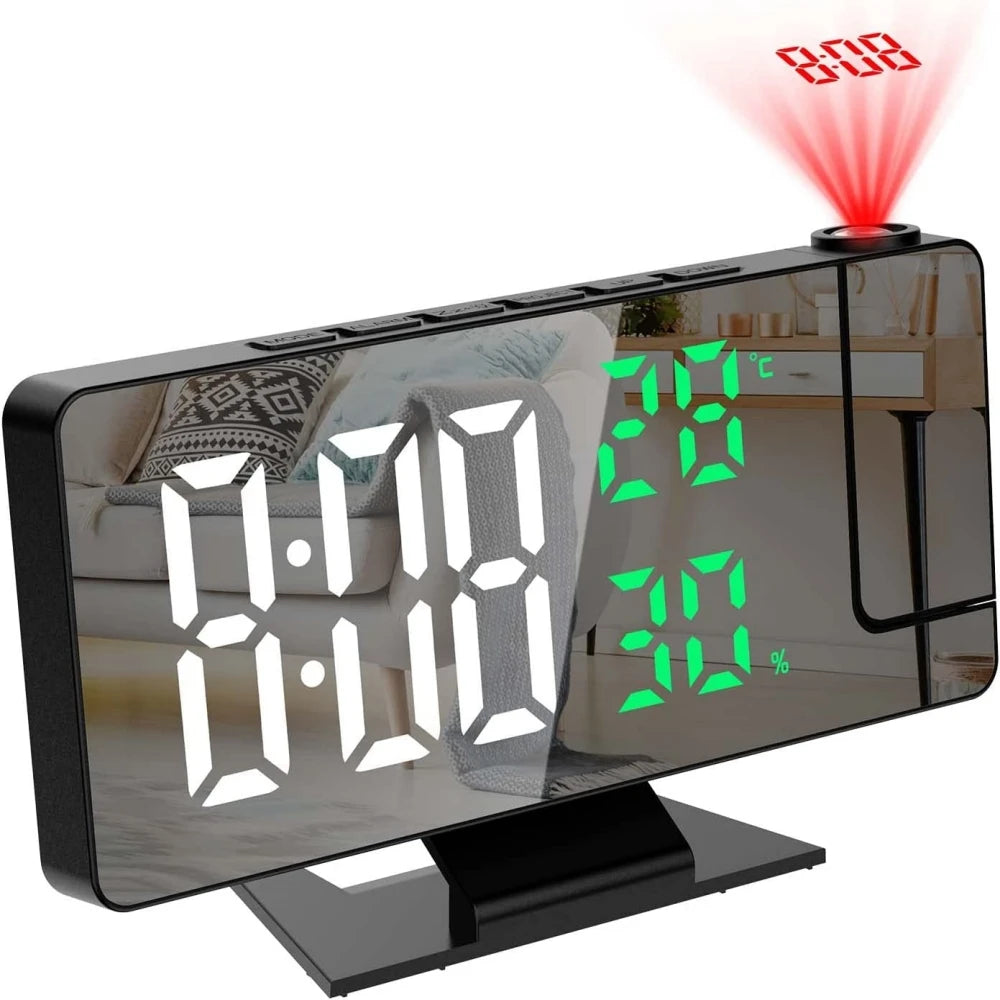 Digital Alarm Clock Temperature Humidity Night Mode 