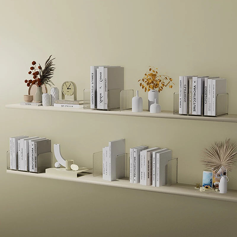 Transparent Bookends Stand Bookshelf Desktop Decorative Storage Rack Bookend Book Holder School Stationery