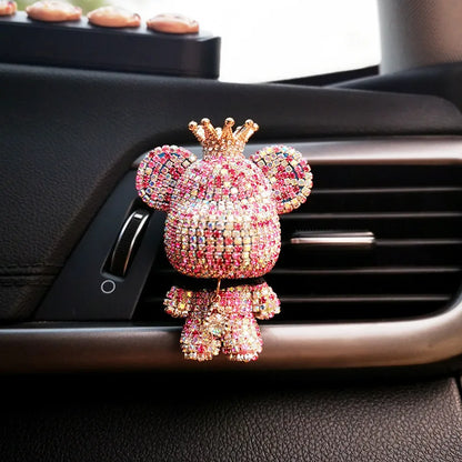 Creative Crown Diamond Cute Bear Car 