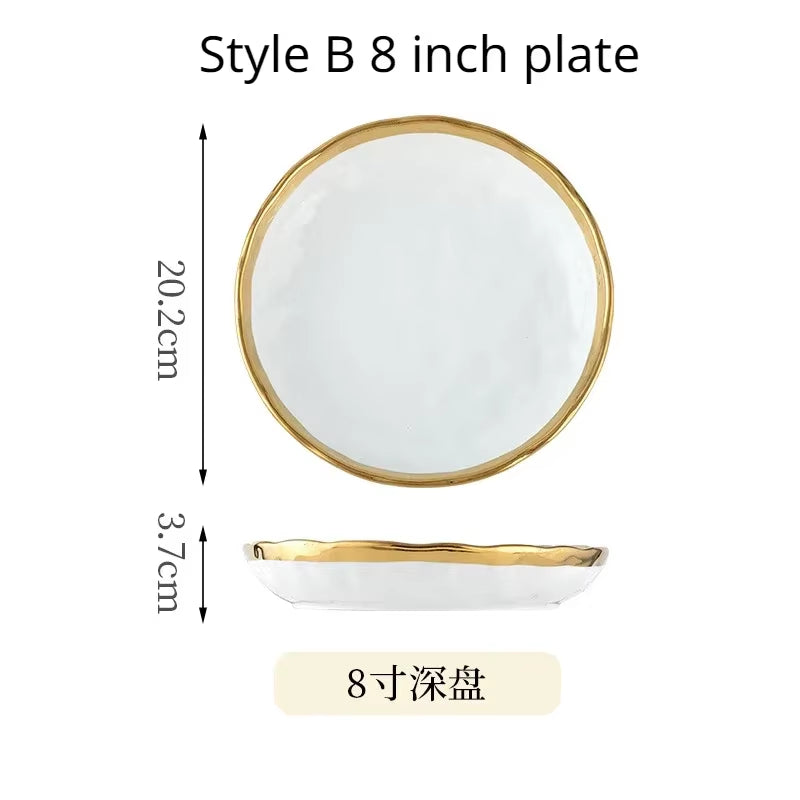 1Pcs White Ceramic Plate 