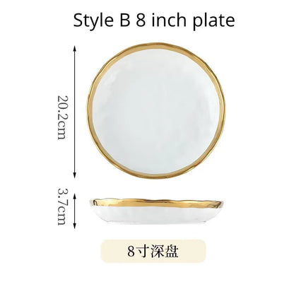 1Pcs White Ceramic Plate 