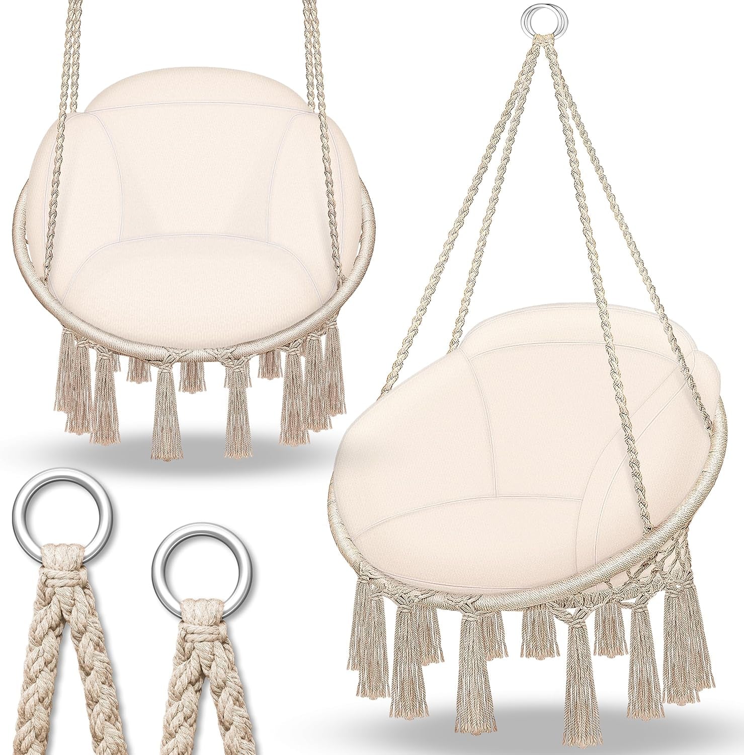 Hanging Chair with Large Cushion, 200Kg Capacity