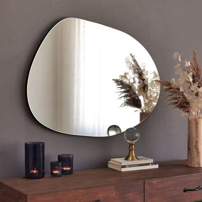 Denia Asymmetrical Wall Mirror with 2.2 cm Wooden Base