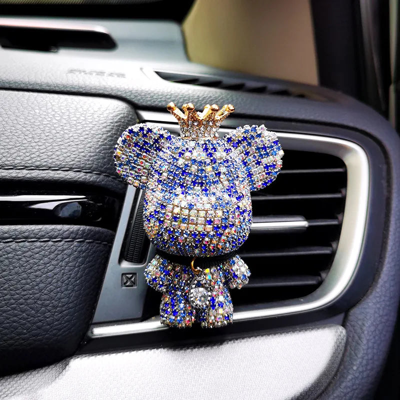 Creative Crown Diamond Cute Bear Car 