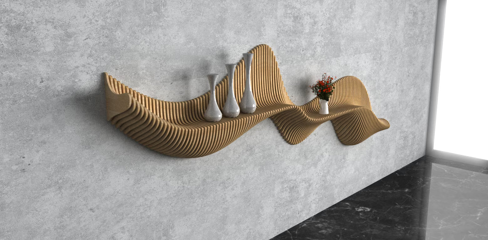 Parametric Wavy Wooden Wall Decor 