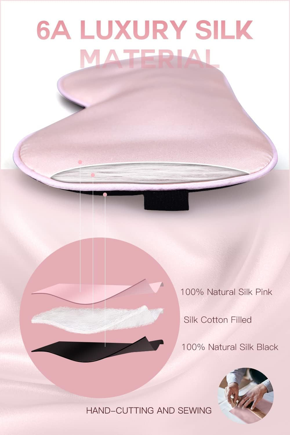 100% Pure Mulberry Silk Sleep Mask, Adjustable