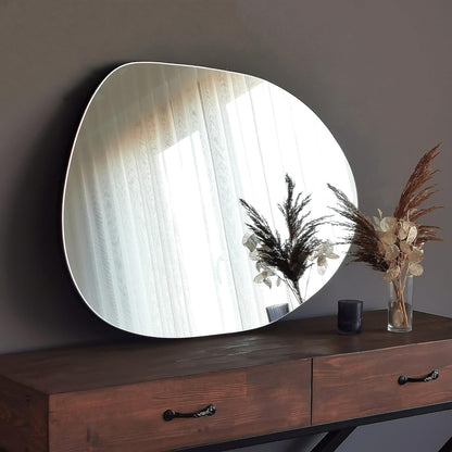 Denia Asymmetrical Wall Mirror with 2.2 cm Wooden Base