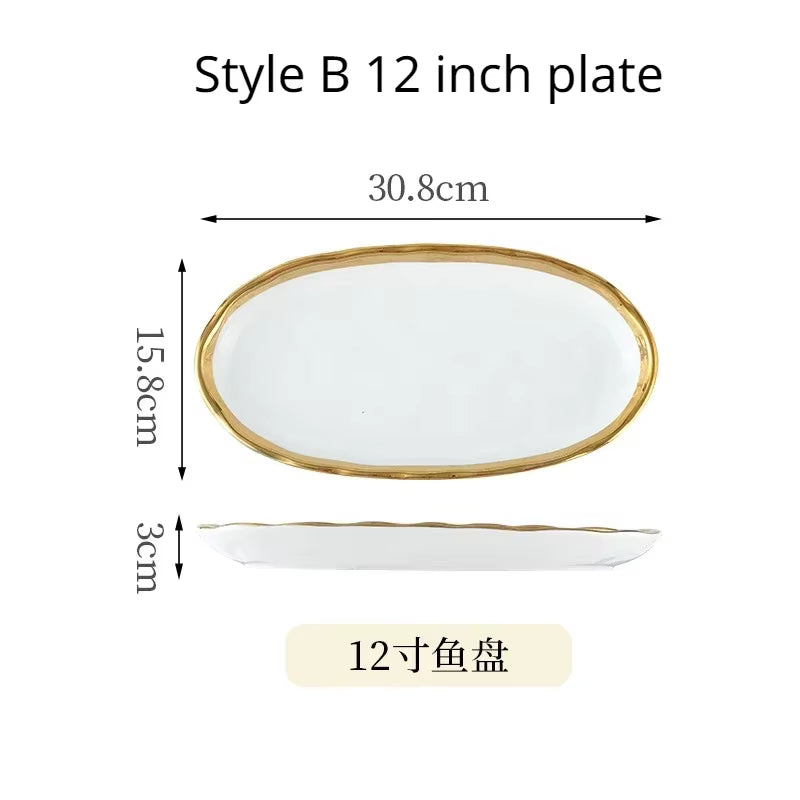 1Pcs White Ceramic Plate 