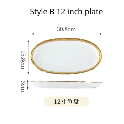 1Pcs White Ceramic Plate 