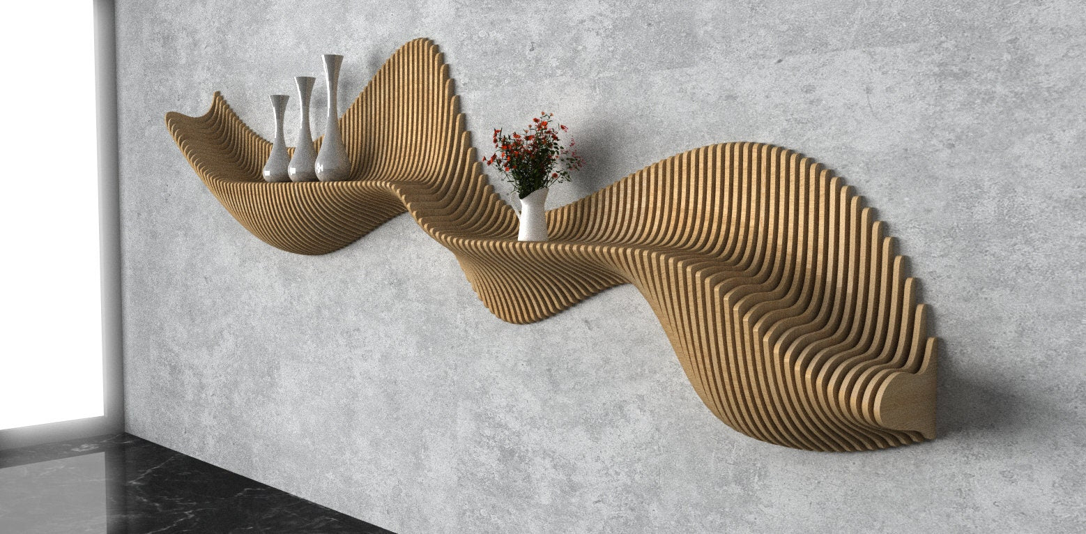 Parametric Wavy Wooden Wall Decor 