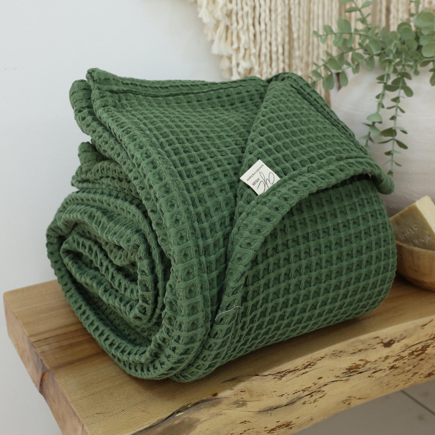 Royal Green Waffle Bed Cover