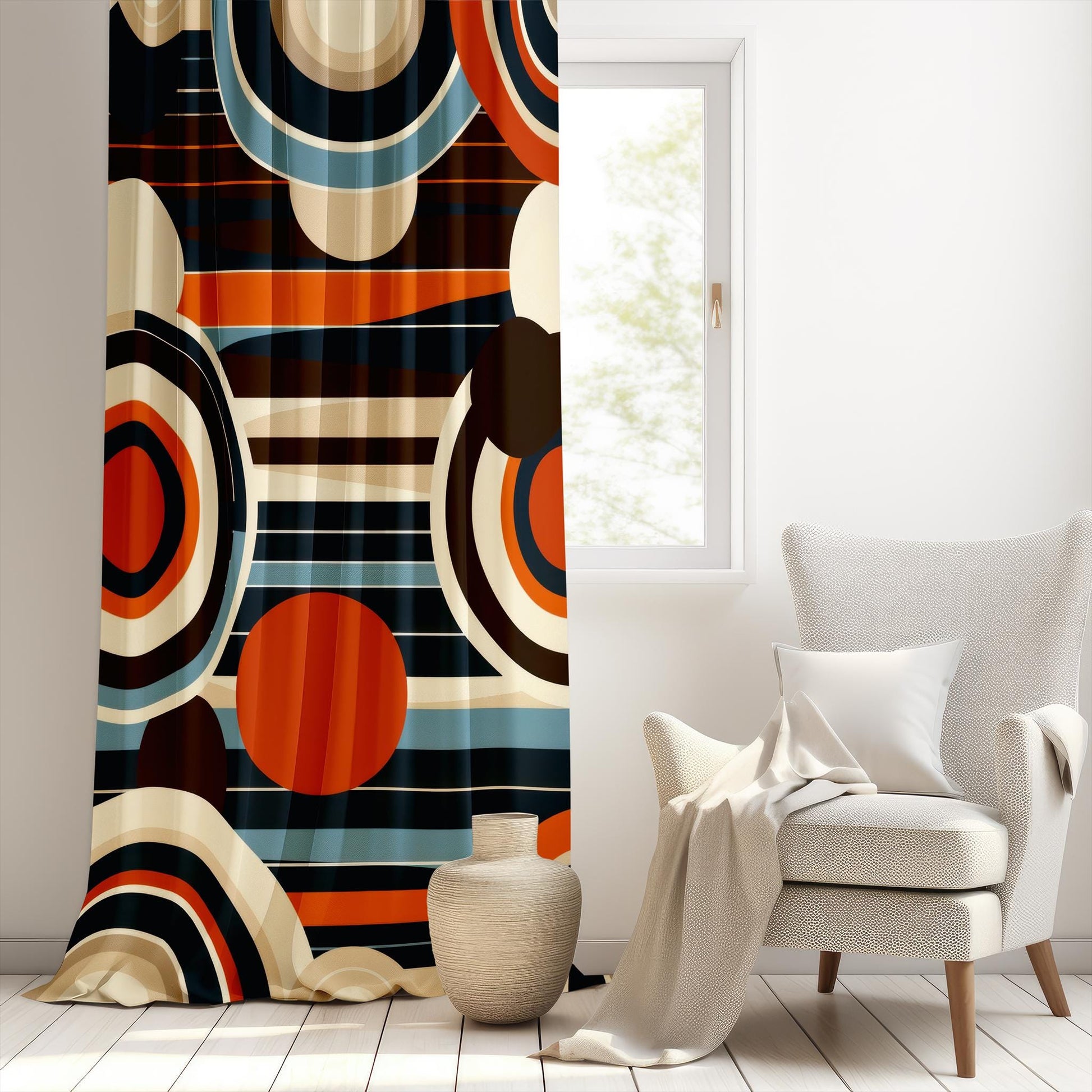 Geometric Retro Design Curtain 