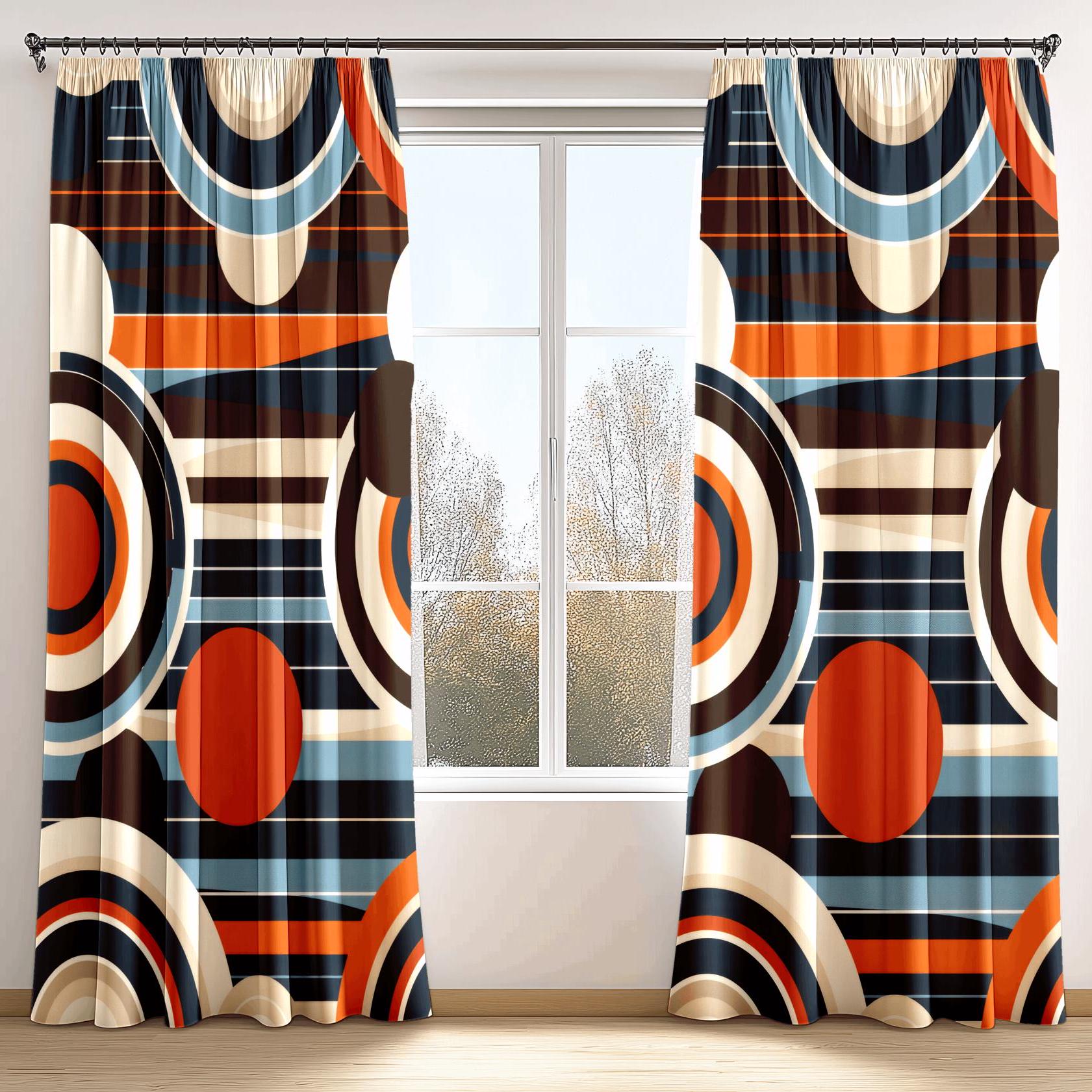 Geometric Retro Design Curtain 